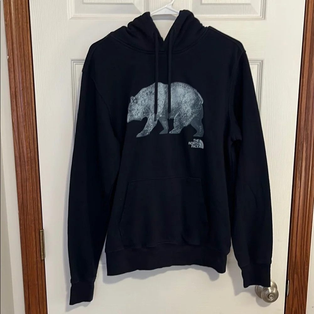The North Face Navy Blue Cotton Blend Hoodie w/ Grizzly Bear Graphic Men’s SM